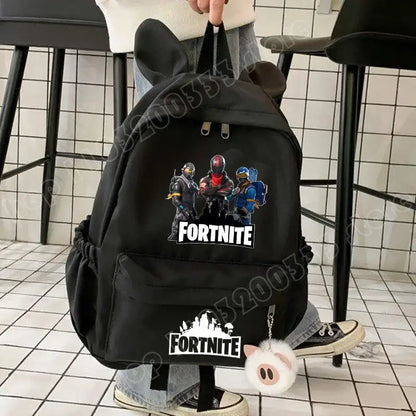 New Fortnite Cartoon Backpack Boy Girl Casual Schoolbag Large Capacity Student Bag Rabbit Ears Travel Backpack Stationary Gift