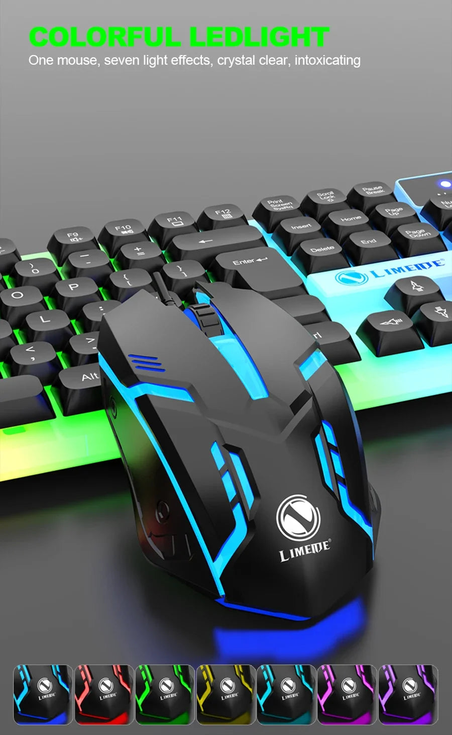 Combo de teclado y ratón gaming NG GTX350 para ordenador y portátil, kit gamer con retroiluminación LED, teclado USB con cable GTX350, set negro
