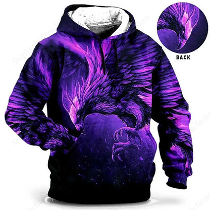 Vintage Hoodies For Men Wolf Bee Animal Pattern 3d Print Hoodie Men Fashion Hoodie Sweatshirt Boy Coat Women Sweat 6xl Tracksuit