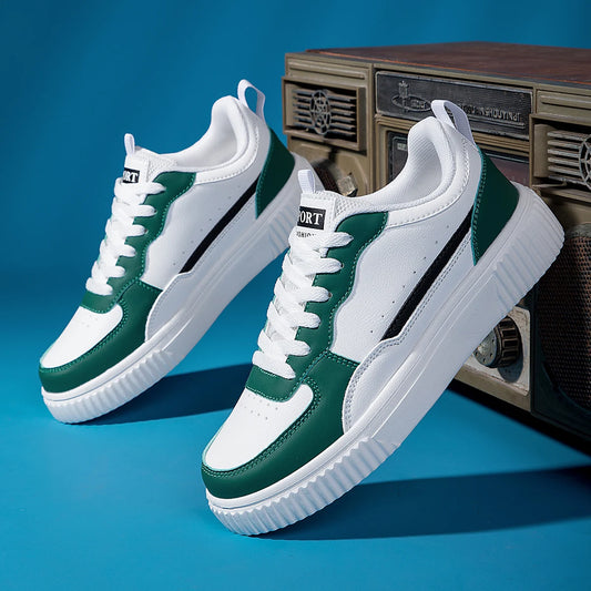 Åndbare, trendy og alsidige hvide herresneakers til sommerbrug til teenagere – skridsikre sportssko med tyk sål