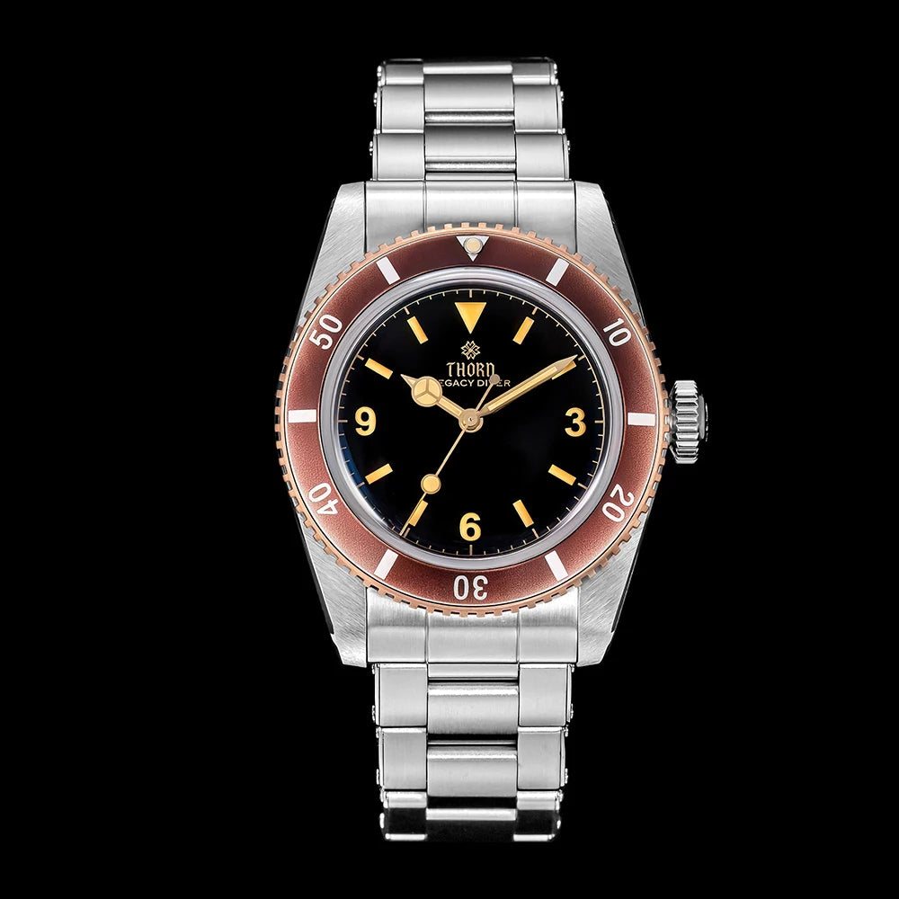 Thorn T028 Bronze Dive Watch PT5000 Automatic Movement Mechanical Watches Aluminum Bezel Sapphire 37mm Men Wristwatch