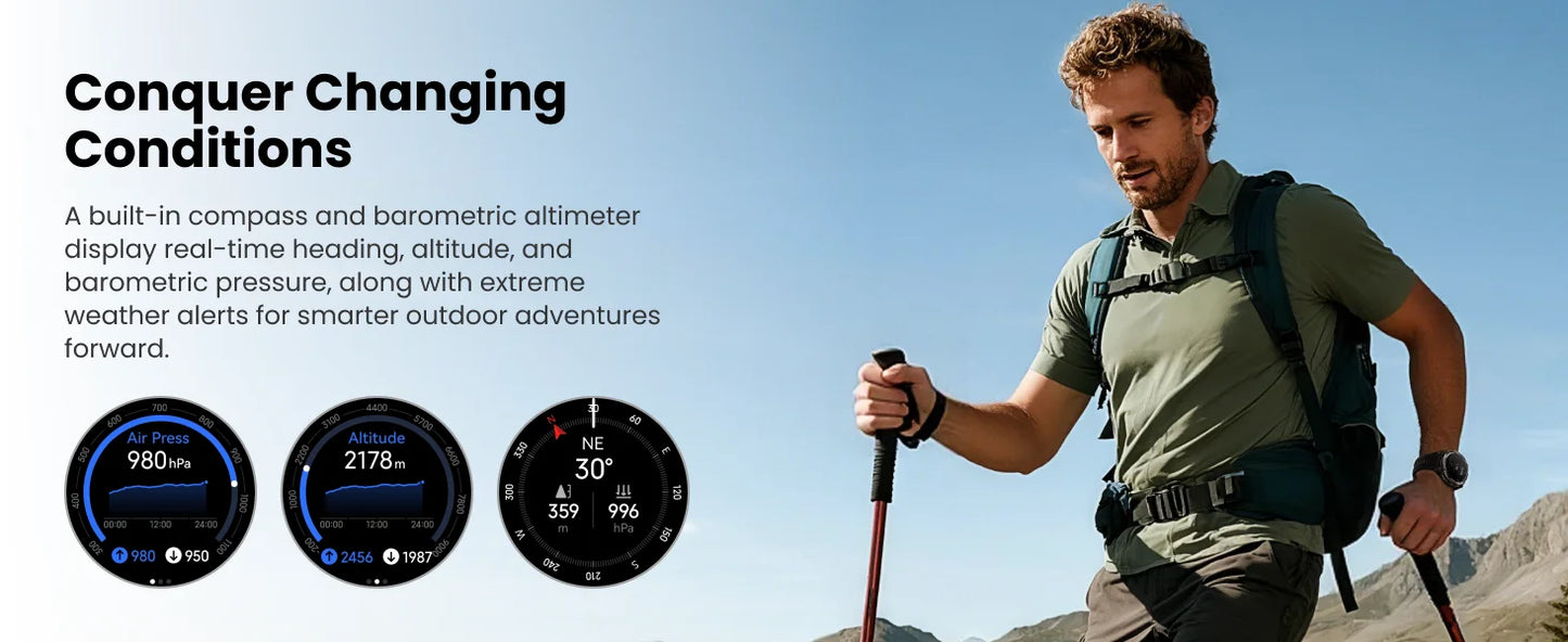KOSPET TANK T4C Men's Outdoor Watch Rugged GPS  50M Waterproof Military Spec with Integrated Flashlight and Activity Tracking