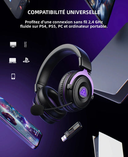 Oneodio EKSA E900 WT 2.4G Wireless Gaming Headset Tri-Mode Over Ear Bluetooth Headphones Gamer With Mic RGB For PC PS4 PS5 80Hr
