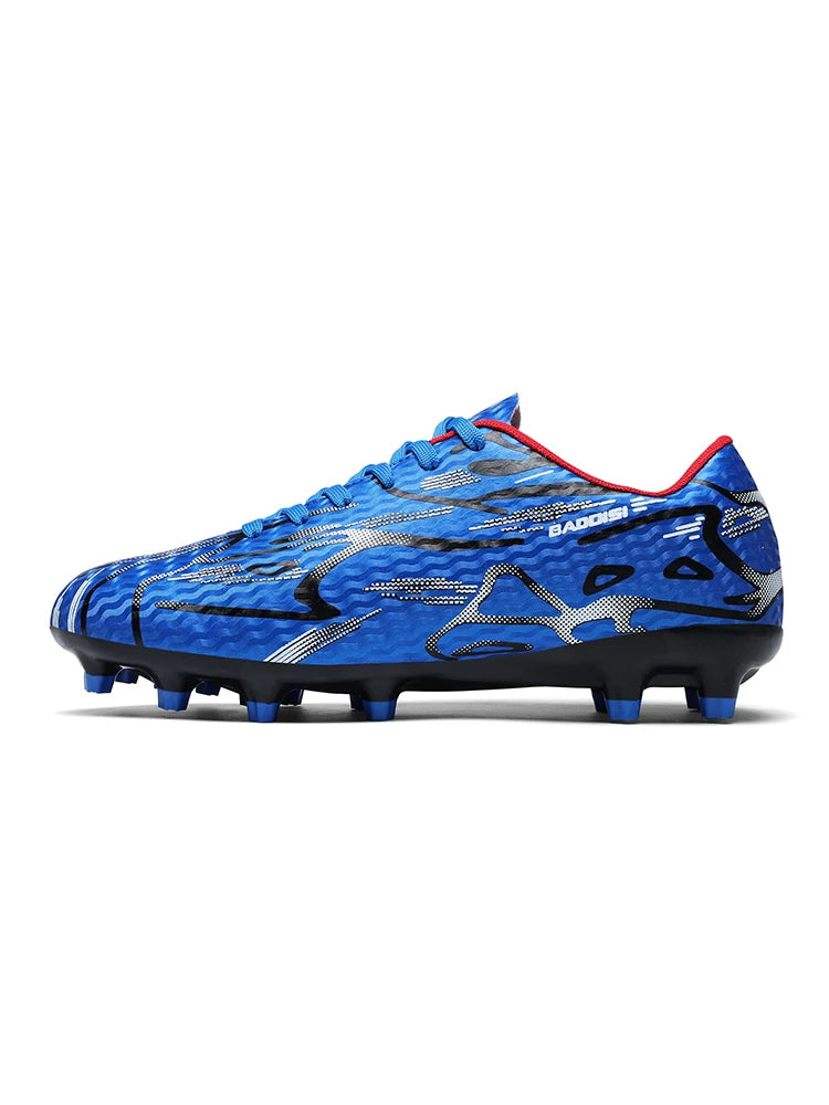 Chaussures de football à crampons longs et basses, chaussures de sport respirantes et antidérapantes pour hommes, chaussures de sport résistantes à l'usure pour l'entraînement sur gazon naturel