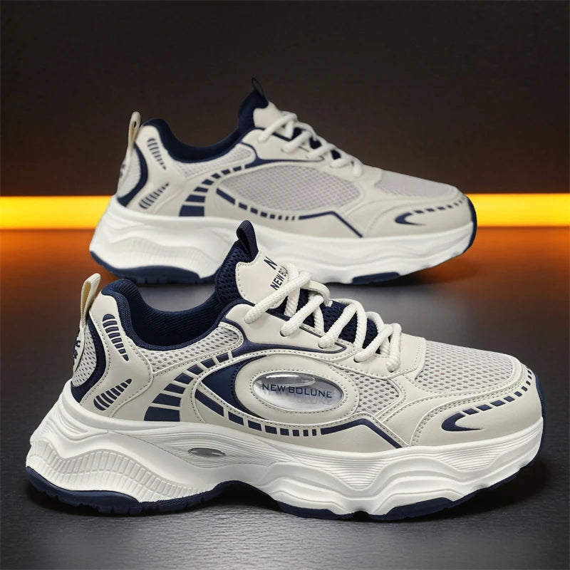 Herren-Sportschuhe – Neu, aus Mesh, atmungsaktiv, mit dicker Sohle, höhenverstellend, strapazierfähig, für den täglichen Weg zur Arbeit, vielseitig einsetzbare Freizeit-Sneaker