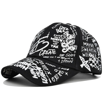 Trendy Unisex Graffiti Print Baseball Cap - Colorful Painted Visor Fashion Hat