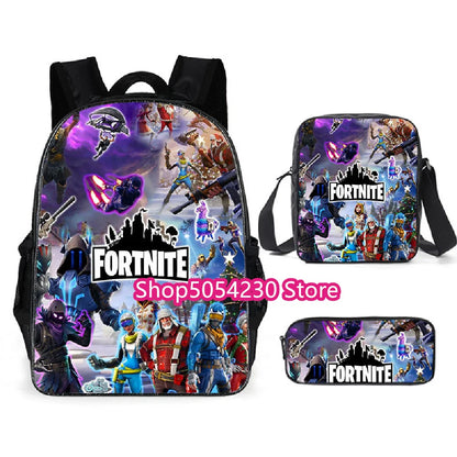Hot game Fortnited 3PCS Backpack Set Teenager Student Travel Bag Fortress Night 3D School Knapsack Popular Games Rucksacks