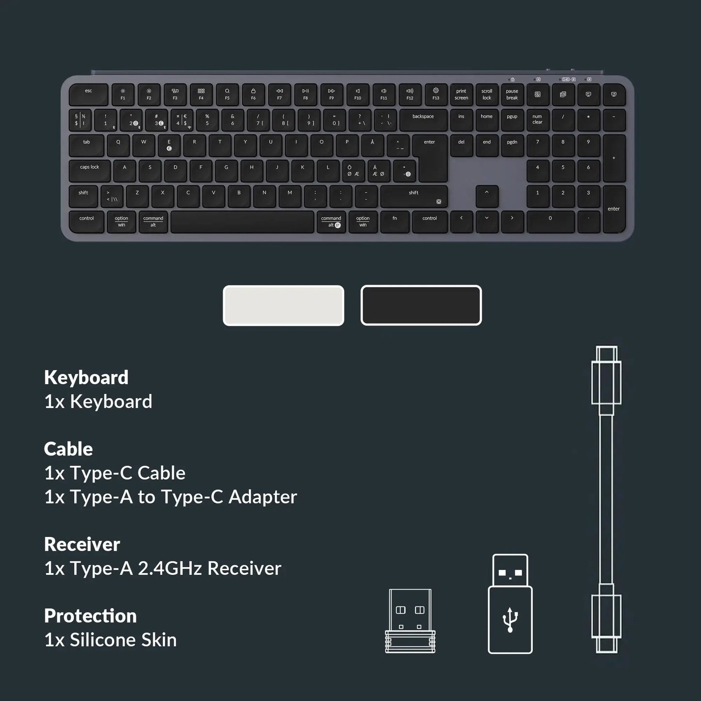 Tastiera wireless ultra-sottile Keychron B6 Pro layout ISO, formato completo, portatile e leggera, con connessioni 2.4GHz e Bluetooth