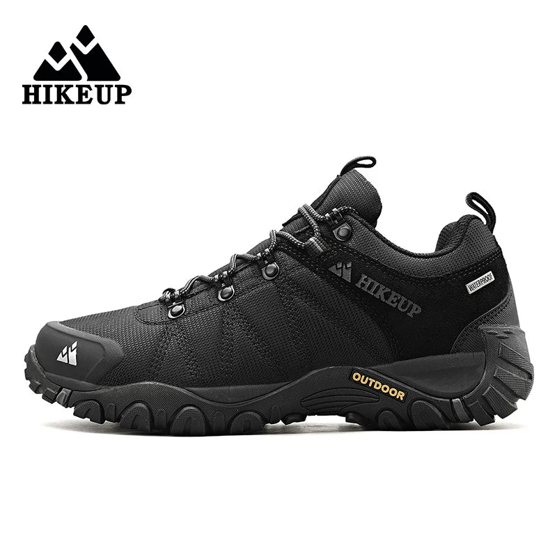 HIKEUP Zapatillas de senderismo para hombre de cuatro estaciones, calzado deportivo de exterior en cuero genuino resistente al desgaste, zapatos de escalada con suela de goma para trekking