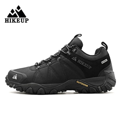 HIKEUP Zapatillas de senderismo para hombre de cuatro estaciones, calzado deportivo de exterior en cuero genuino resistente al desgaste, zapatos de escalada con suela de goma para trekking