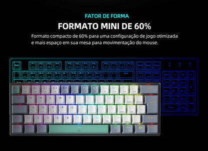Tastiera meccanica mini Machenike K500-B61 60% layout ABNT2, retroilluminazione RGB, hot-swappable, NKRO, tastiera gaming cablata per PC Gamer