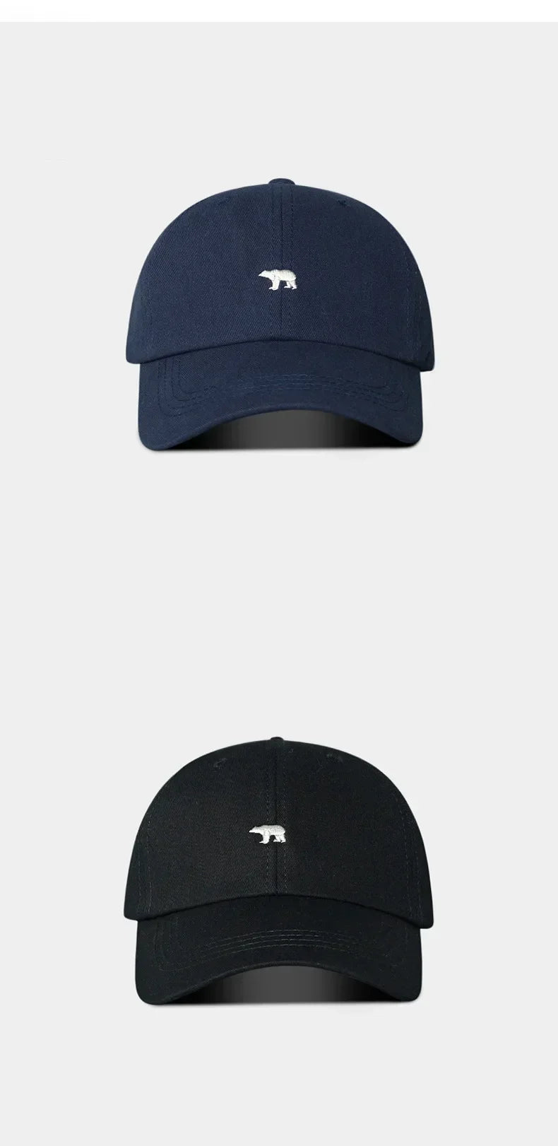 Polar Bear Embroidery Sun Hat Cotton Baseball Cap Lightweight UV Protection for Spring Summer Fall