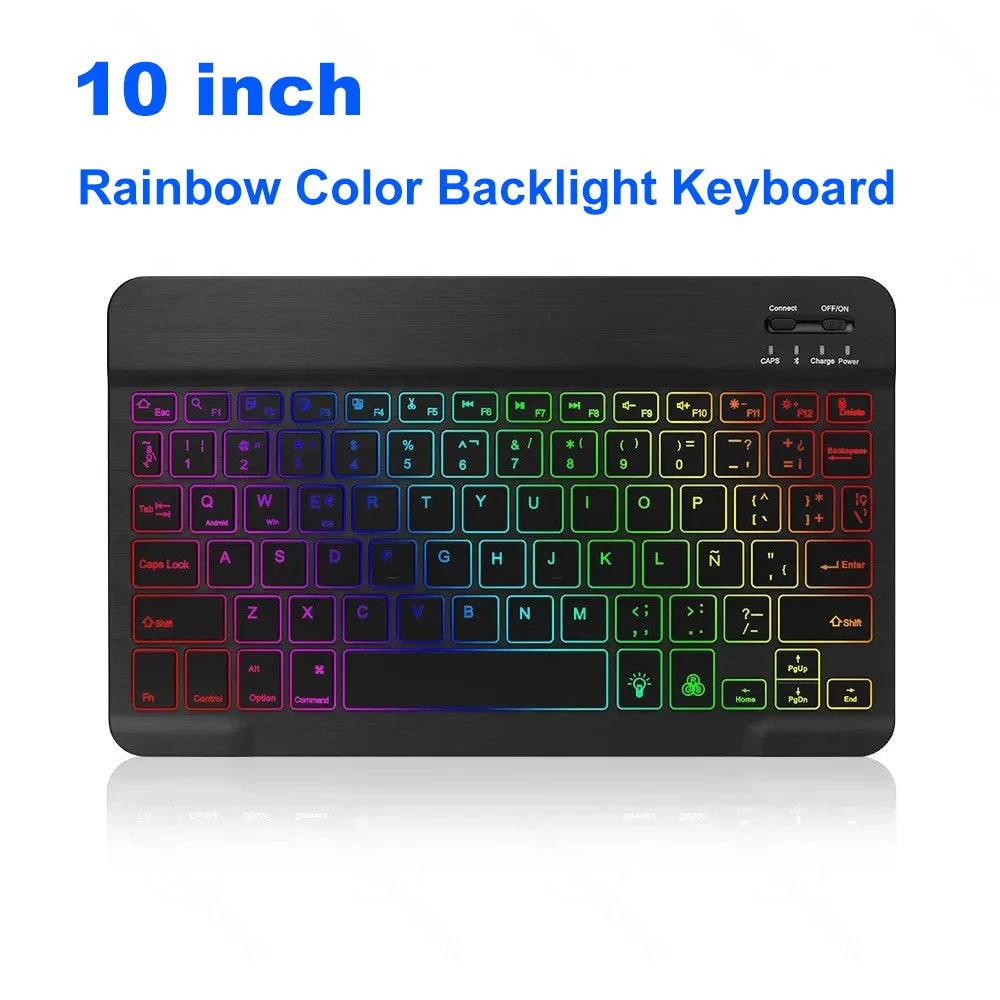Mini tastiera Bluetooth RGB, tastiera wireless da 10 inch retroilluminata con touchpad, per iOS, Android, Windows e iPad