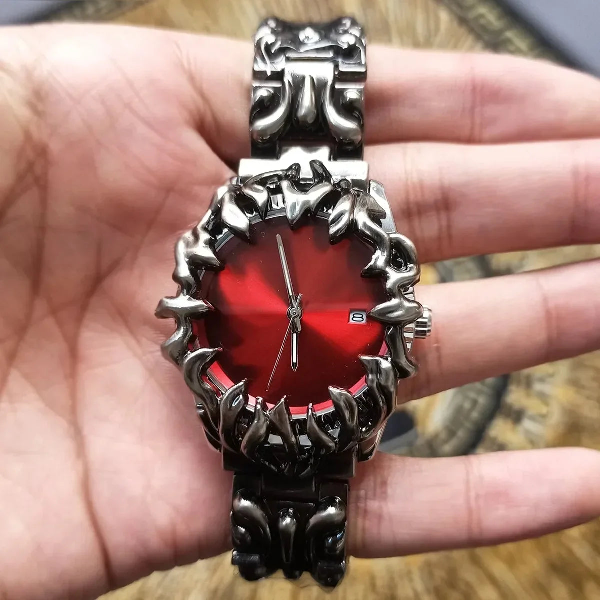 Fashion Y2K Antique Alabaster Quartz Watch Men Retro Black Strap Red Medieval Old Unique Creative Men Watches Luminous AAA Clock