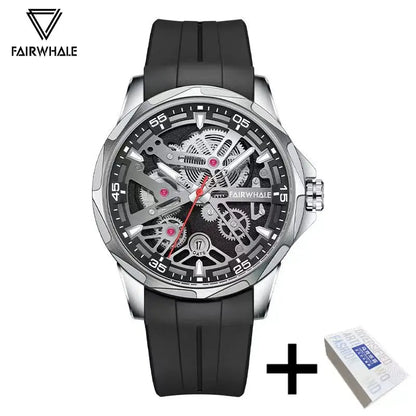 Brand Mark Fairwhale Sports Automatic Watch For Men Fashion Stainless Steel Rainbow Dial Mechanical Wristwatch Man Free Shipping