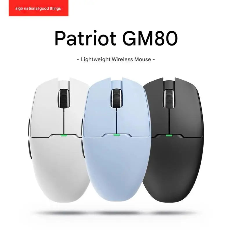Aigo GM80 PLUS PRO Wireless Mouse Bluetooth PAW3311/PAW3395 Lightweight 1000HZ Wired Three-mode Gaming E-sports Mouse Gift