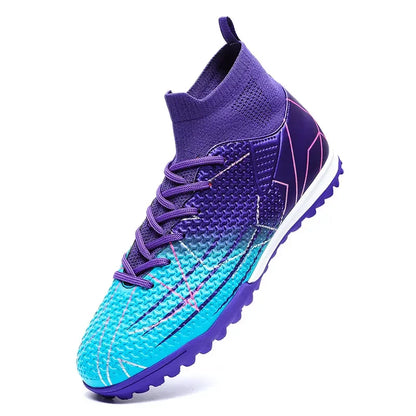 Nouvelles chaussures de Football professionnelles haut en cuir d'herbe artificielle jeunes étudiants chaussures de Football d'entraînement pour hommes et femmes sport