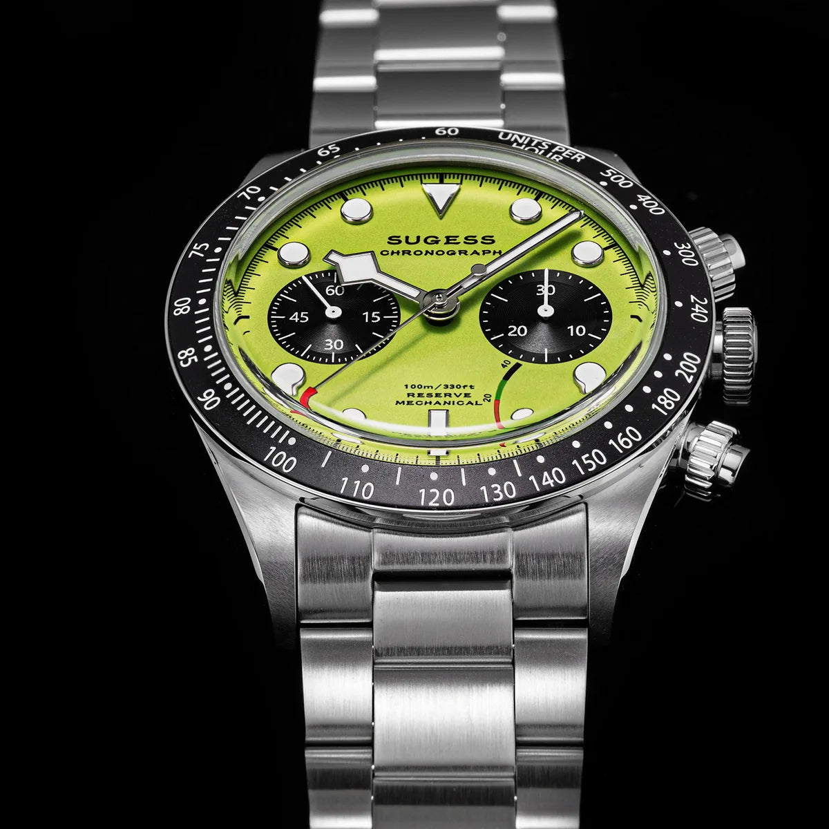 Sugess Chronograph Men Watch Original ST1907 Swanneck Pilot Mechanical Wristwatches Domed Sapphire Crystal Dopamine S457 2025new