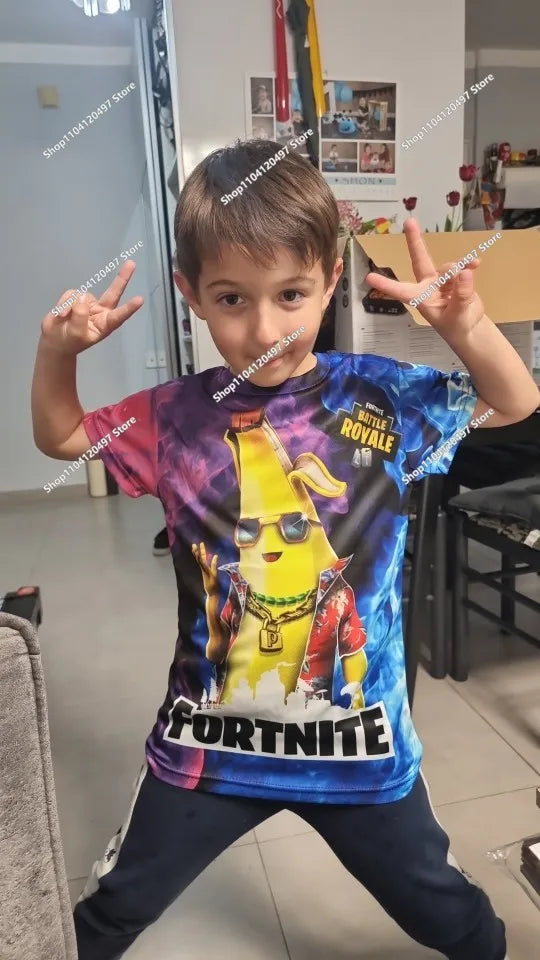 Japán anime Fortnite nyári póló férfiaknak és nőknek, Battle Royale, rövid ujjú, hétköznapi, kényelmes, laza Harajuku streetwear