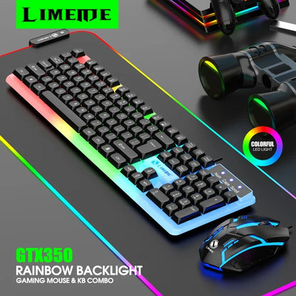 Combo de teclado y ratón gaming NG GTX350 para ordenador y portátil, kit gamer con retroiluminación LED, teclado USB con cable GTX350, set negro