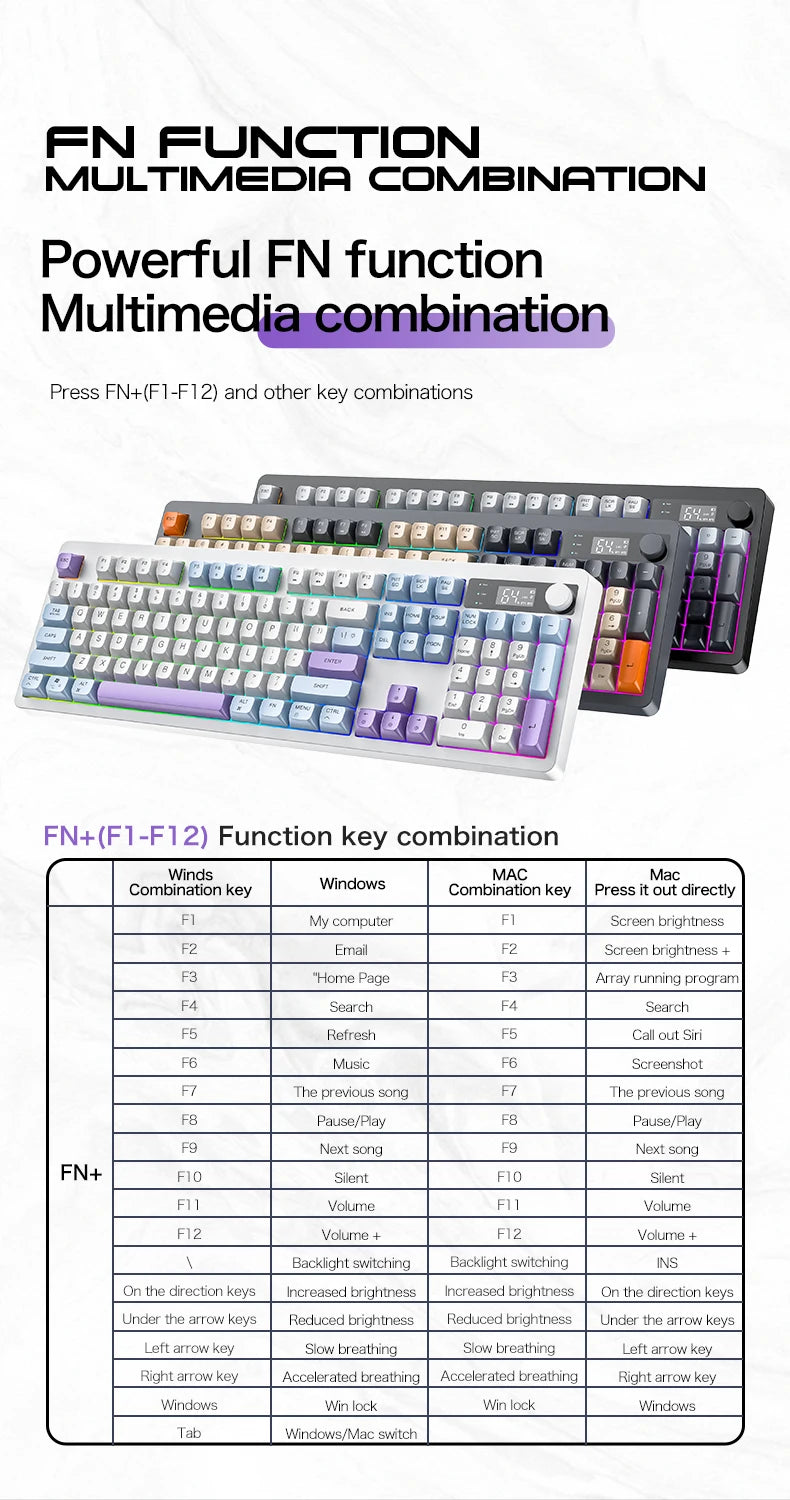 XUNFOX TK100 tastiera wireless 2.4 Bluetooth dual-mode gaming silenziosa per ufficio e notebook, universale