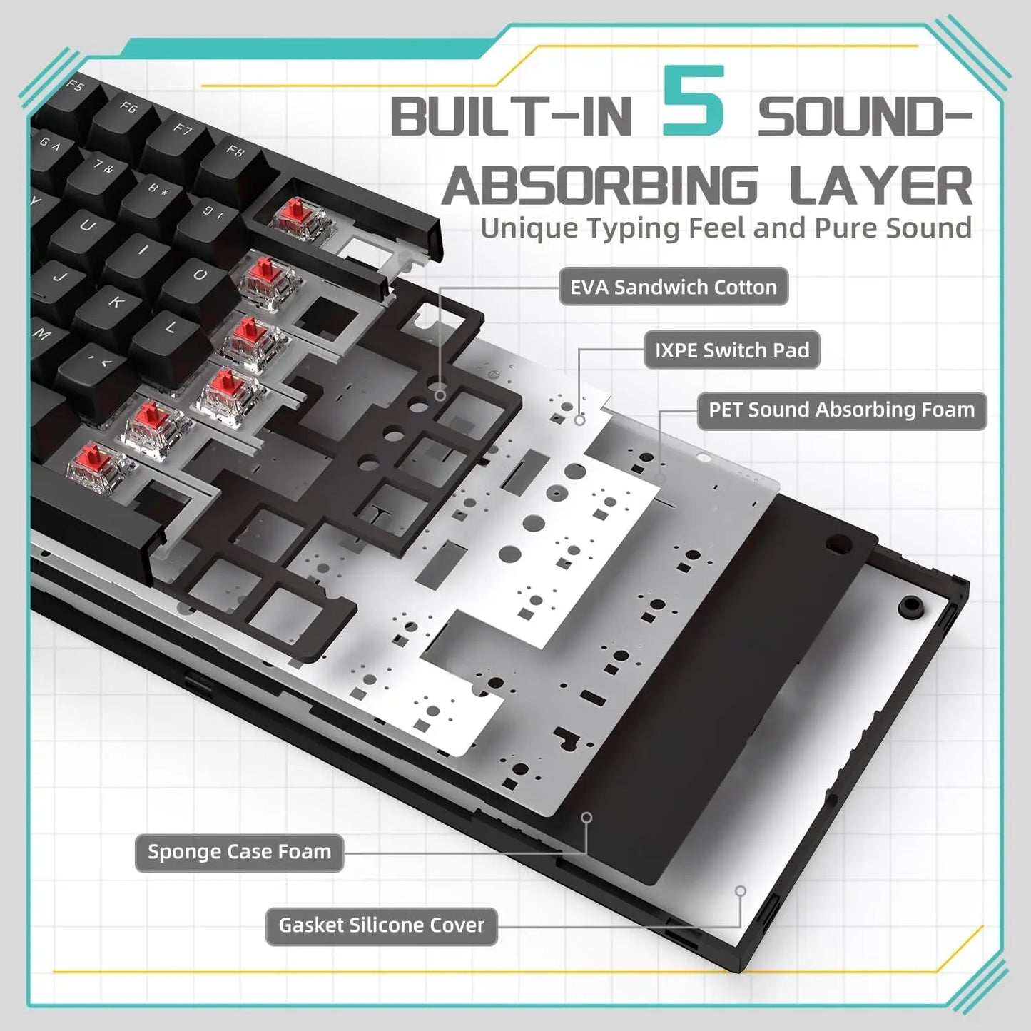 Ajazz AK820/AK820Pro Gaming Mechanical Keyboard Bluetooth 2.4G wireless/wired with hot-swappable volume buttons