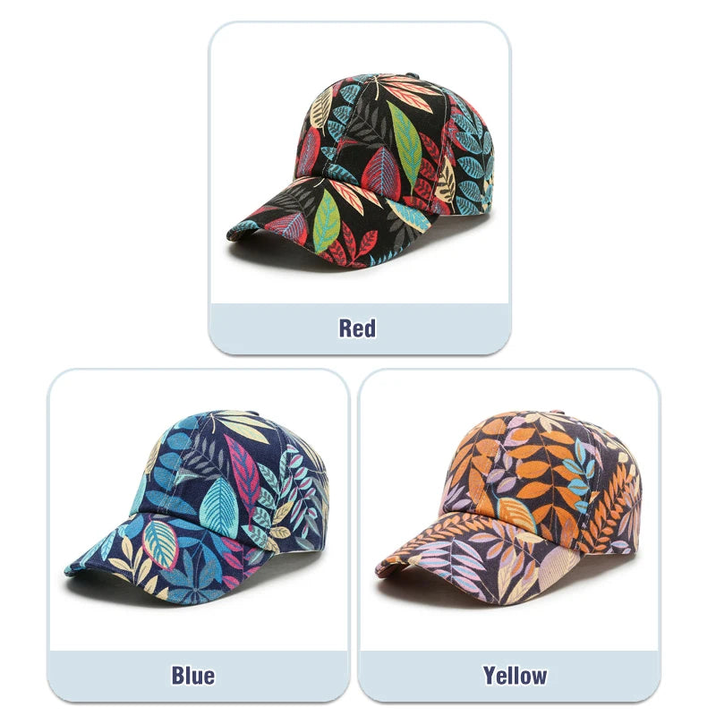 Wiosenno-letnia czapka z daszkiem w stylu koreańskim z motywem liści, unisex