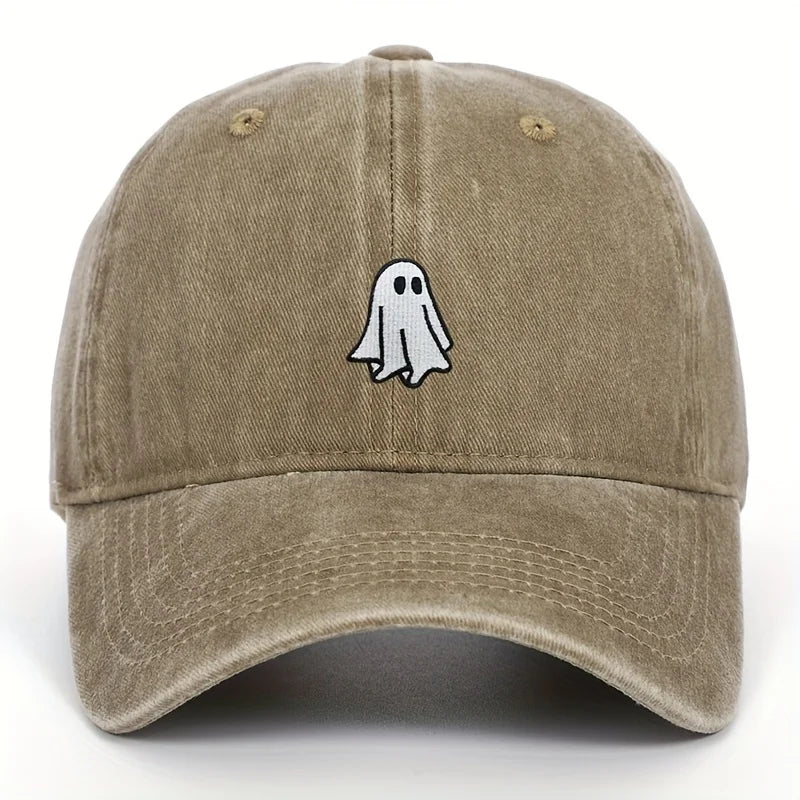 Halloween Embroidered Baseball Hat with Cute Ghost Pattern Simple Style Suitable for Men and Women