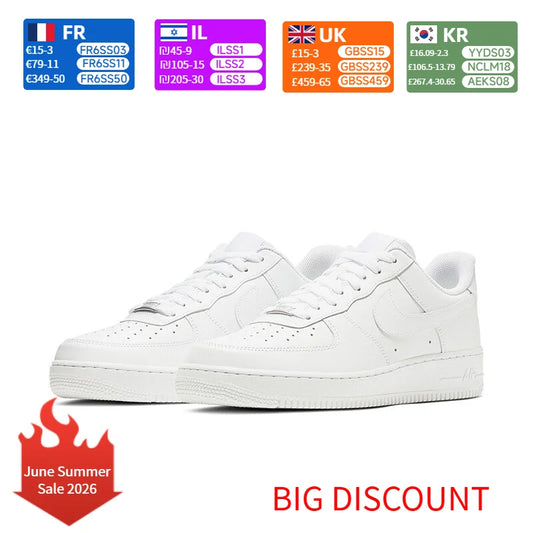 Nike Air Force 1 '07 miesten vapaa-ajan lenkkarit – ikoniset, matalavartiset klassiset nahkakengät, mukavat CW2288-111