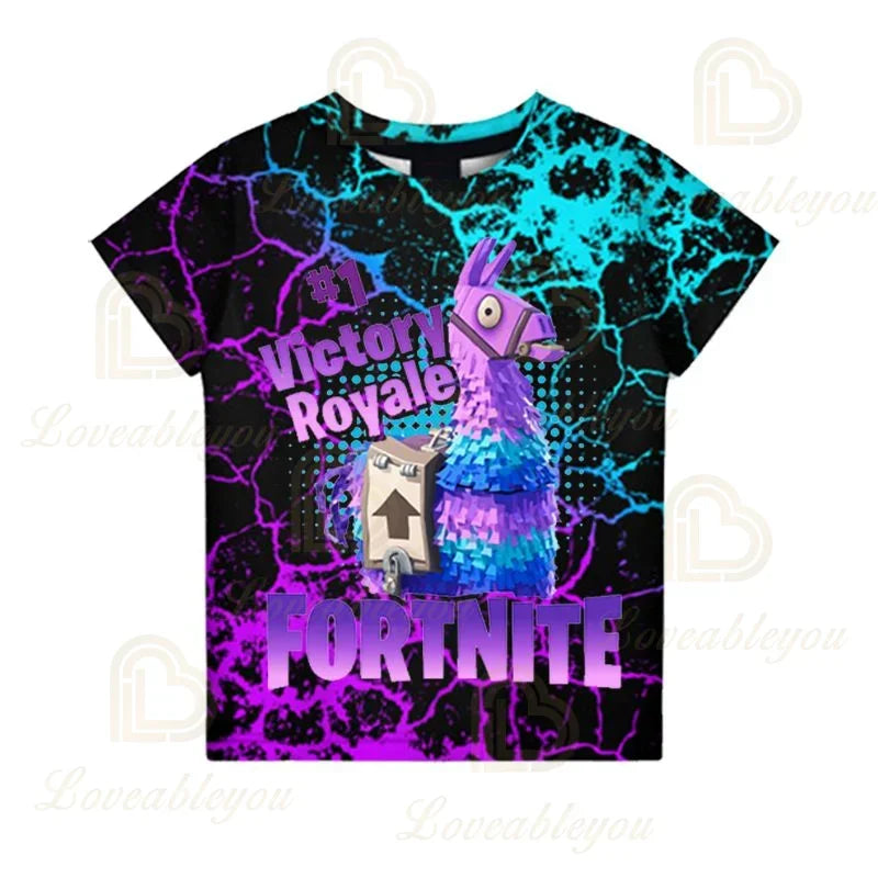 Fortnite „Victory Royale Ninja Fashion“ 3D marškinėliai vaikams, vasariniai trumpomis rankovėmis, su animaciniu raštu, kūdikių drabužiai, vaikiški marškinėliai