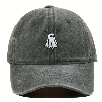 Halloween Embroidered Baseball Hat with Cute Ghost Pattern Simple Style Suitable for Men and Women