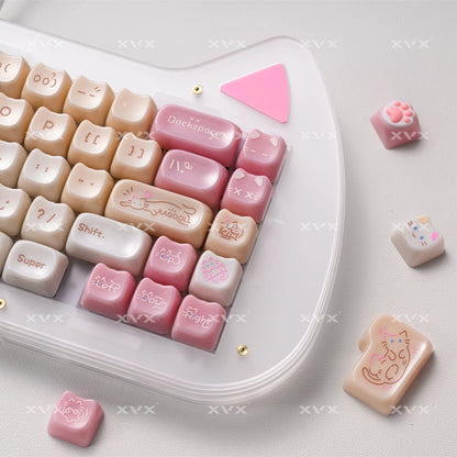 Keycaps XVX 148 Teclas Tema Gato Perfil MAO Keycap Coreana Brilhante e Fofa para Teclado 61 64 68 78 87 96 98 104 108
