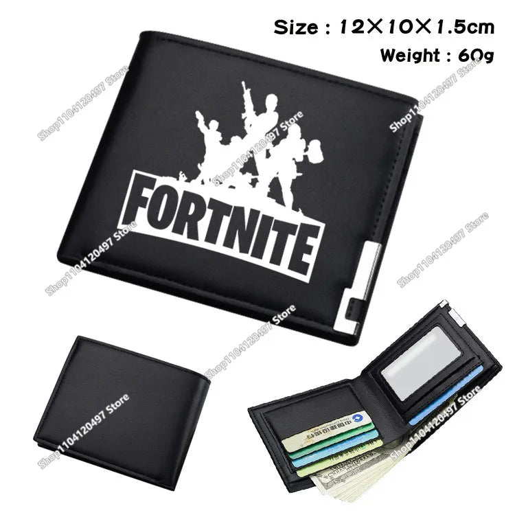 Carteras Fortnites para niños, monedero Anime Fortress Night, tarjetero de dibujos animados, bolso corto de cuero, cartera plegable de moda, regalo para niños