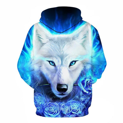 Animal Wolf – bluzy z kapturem drukowane w 3D dla mężczyzn i kobiet, modne, codzienne, oversize, swetry typu pullover, styl hip-hopowy, Harajuku, odzież uliczna