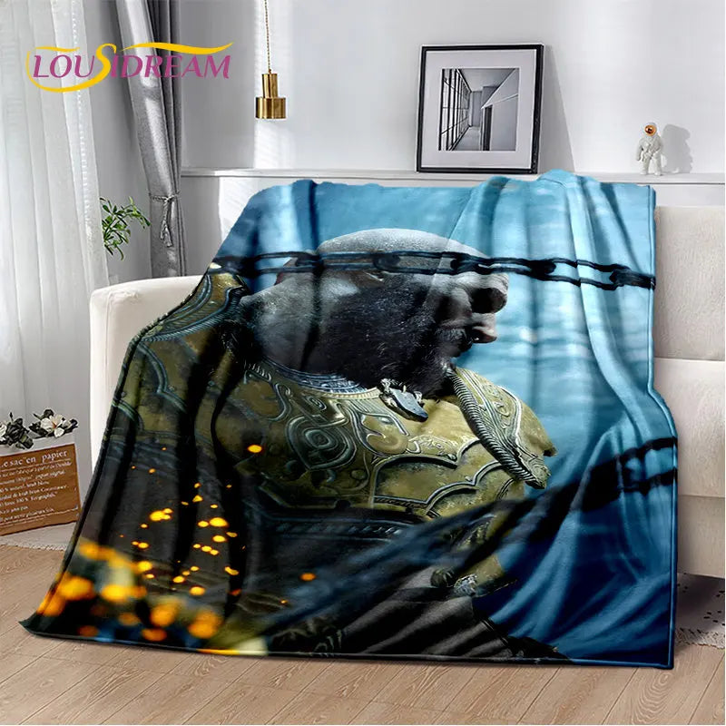 God of War Game Gamers Kratos Soft Plush Blanket,Flannel Blanket Throw Blanket for Living Room Bedroom Bed Sofa Picnic Cover Kid