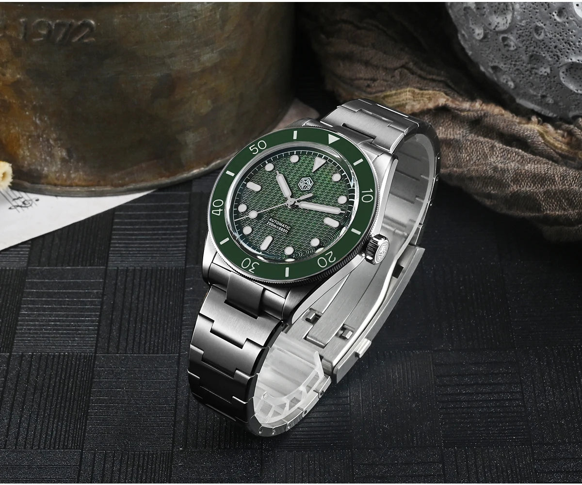 San Martin Official 39mm Guilloche MOP Dial Miyota 90S5 Sport Watch Automatic Mechanical Sapphire Bezel 20 ATM Luminous SN0151