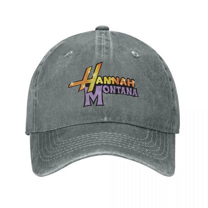 Hannah Montana Logo Baseball Cap Fashion Distressed Washed Miley Cyrus Funny Sun Cap Men Women Outdoor Workouts Adjustable Hat