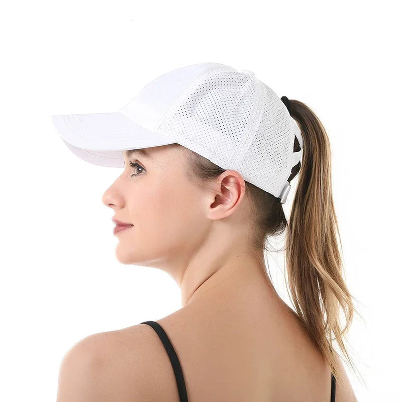 Summer Baseball Cap, Golf Suit, Sports and Leisure Cross Ponytail Cap, Mesh Quick Drying Duckbill Cap