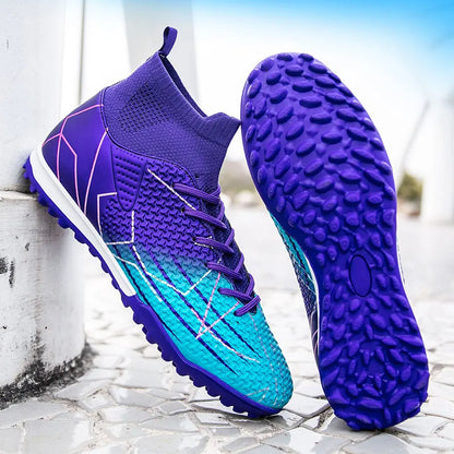 Nouvelles chaussures de Football professionnelles haut en cuir d'herbe artificielle jeunes étudiants chaussures de Football d'entraînement pour hommes et femmes sport
