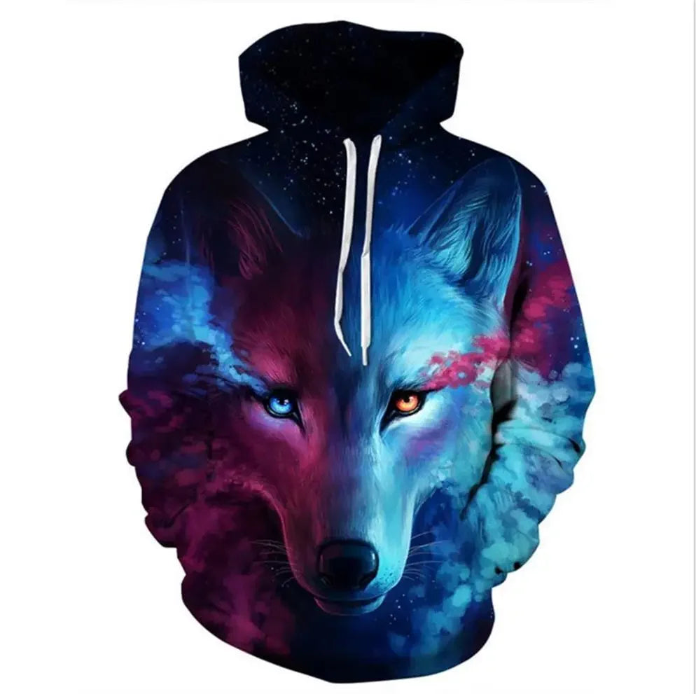 Animal Wolf – bluzy z kapturem drukowane w 3D dla mężczyzn i kobiet, modne, codzienne, oversize, swetry typu pullover, styl hip-hopowy, Harajuku, odzież uliczna