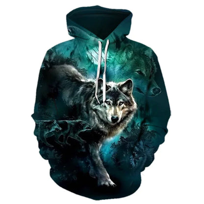 Animal Wolf – bluzy z kapturem drukowane w 3D dla mężczyzn i kobiet, modne, codzienne, oversize, swetry typu pullover, styl hip-hopowy, Harajuku, odzież uliczna