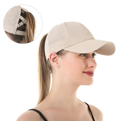 Summer Baseball Cap, Golf Suit, Sports and Leisure Cross Ponytail Cap, Mesh Quick Drying Duckbill Cap