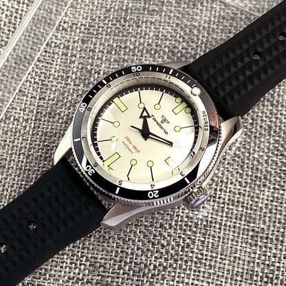 Tandorio Red Blue 40mm PT5000 Japan NH35A Mechanical Automatic Dive Men Watch 20ATM Waterproof Domed Sapphire Screw Crown Reloj
