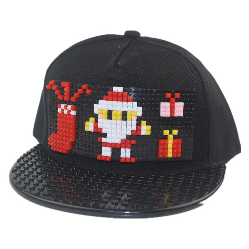 Cartoon Patchwork Baseball Caps DIY Blocks Snapback Hats Hip Hop Hat for Men Women Detachable Pixels Dad Hats Cap Kids Adults