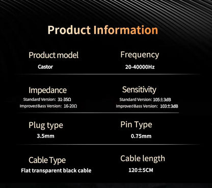 KZ Castor Wired Earbuds Improved Bass HiFi Earphone 2 Dynamic High-end Tunable Balanced Armature In-ear Headphone w/ Accessories