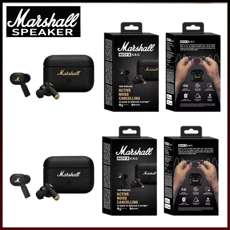 Marshall MOTIF II ANC True Wireless Earbuds Bluetooth Active Noise Cancelling Headphones Hi-Fi Deep Bass In-ear Earphones Mic