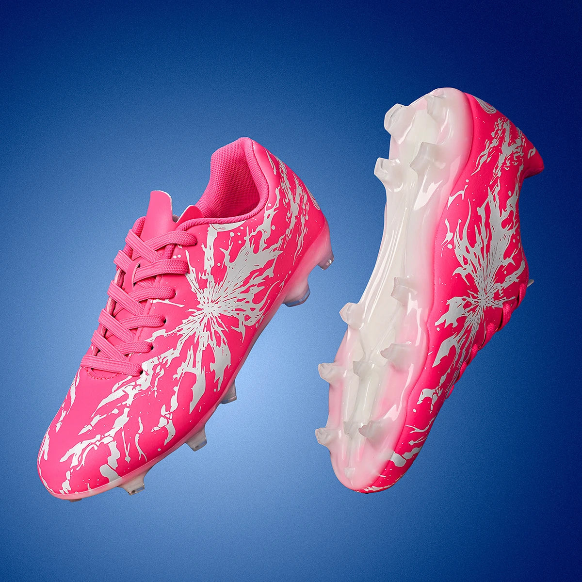 Chaussures de football pour hommes, modèle AG FG, tige en tricot ultra-léger, soutien stable de la voûte plantaire, idéales pour les entraînements prolongés sur terrain de gazon extérieur.