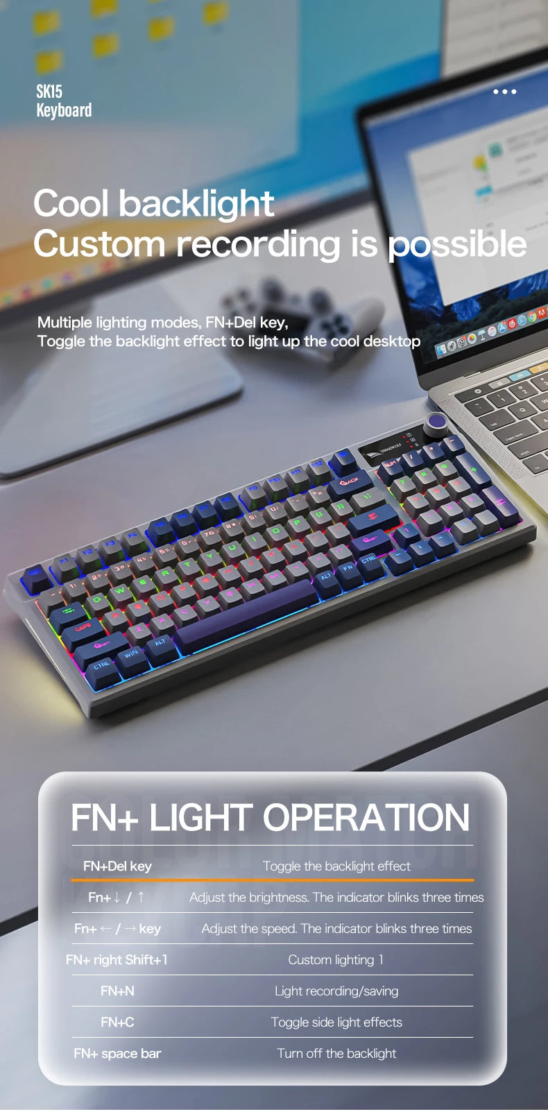 SMAILWOL SK15 Wired mechanical keyboard Hot plug support Arabic Russian Korean Thai Spanish E-sports games