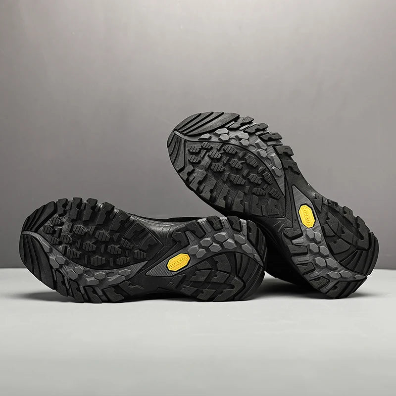 Botas de caminhada de cano alto HIKEUP para homem, calçado de inverno para exterior, com atacadores, antiderrapantes, desportivas casuais para trekking, impermeáveis, em camurça