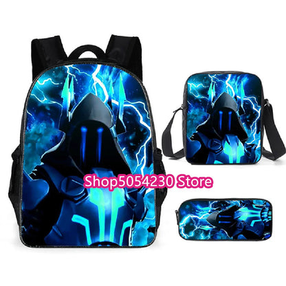 Hot game Fortnited 3PCS Backpack Set Teenager Student Travel Bag Fortress Night 3D School Knapsack Popular Games Rucksacks
